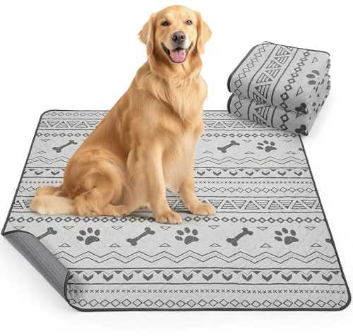 92x122cm Super saugfähige Welpen unterlagen, 2 Stück waschbare Pipimatten für Hunde, wasserdichte Haustier Urinunterlagen für Welpen, alte oder inkontinente Hunde