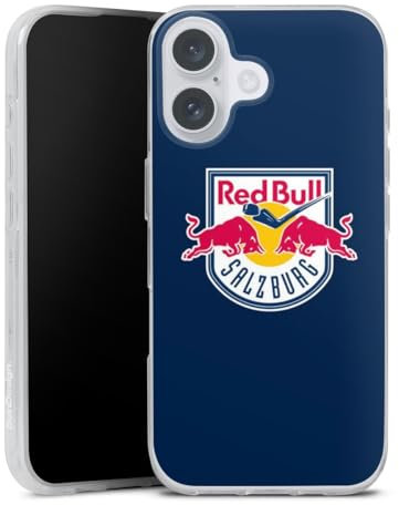 Silikon Hülle kompatibel mit Apple iPhone 16 Plus Case transparent Handyhülle EC Red Bull Salzburg Offizielles Lizenzprodukt Eishockey