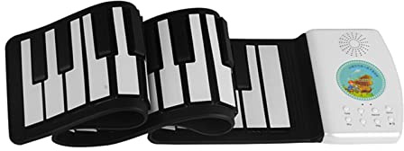 Rollup Piano Elettrico Digitale Roll Up Tastiera Pianoforte Regali Nero Bianco 71x13.5x0.9 cm