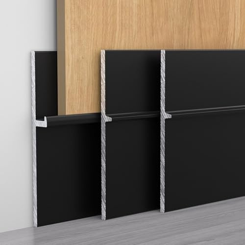 Raouoae Battiscopa In Alluminio 125cm (2 Pezzi) - Strisce Terminali Resistenti, Moderno E Elegante Per Arredamento Casa, Battiscopa Per Soggiorno, Cucina E Ufficio, Resistente All'Usura E Alla Luce(Sc