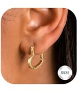 Adramata 925 Sterling Silver Hjärta Hoop Örhängen för Kvinnor - 14K Guldpläterade Huggie-Örhängen för Lätt Sömn - Guld Silver