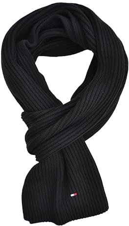 Tommy Hilfiger Strickschal Schal Cotton Cashmere Scarf Schwarz
