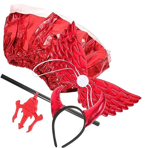 Homoyoyo 1satz Teufelskostüm Für Halloween Rotes Tutu Mit Teufelshörnern Teufelsgabel Kopfschmuck Für Karneval Kostümparty Verkleidung Für Frauen