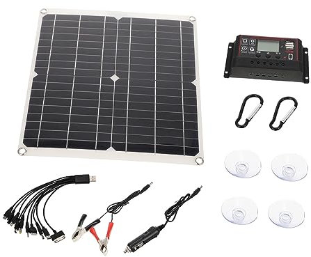 Holibanna 25w Solarpanel Einzelkristall Flexibel Tragbar Für Den Außenbereich Notfall-ladegerät Solarladepanel Alligator-Clip Solarladegerät Powerbank USB C