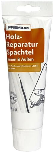 FarbenFux Premium Holzreparaturspachtel 400 g Weiß Innen Außen Löcher Risse
