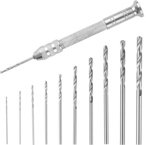 Pin Vise for Resin Casting Molds Hand Pin Vise with 10 PCS Micro Twist Drill Bits Set(0.8mm-3.0mm) Precision Hand Drill Tools for DIY Resin Keychain Epoxy Clay Wood Jewellery Making Model Making