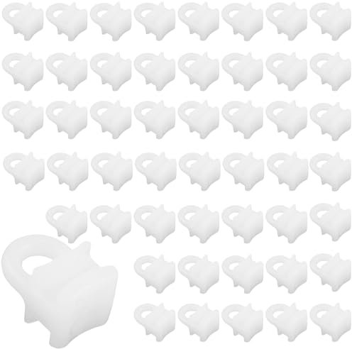 Curtain Track Gliders Hooks for VW Caravan, Plastic Curtain Hooks White Hook Rollers Effortless Rail gliders Rust-Free Gliding Rail Slider for Window Door Shower Campervan (50 Pcs)