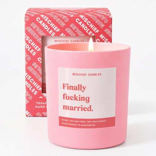 Wedding Gift for Couple – Funny Soy Candle for Bride & Groom, 50Hr Burn | Finally F****** Married