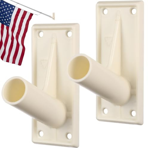 NOLITOY 2Pcs Flag Pole Bracket Wall Mount Holder for Garden and Holiday Brackets Weatherproof Metal Flagpole Base Stable Double Flag Pole Mount Easy Installation