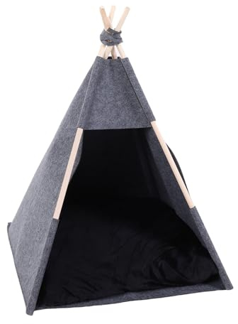 Luocute Haustier-Tipi, Faltbare Hunde-Welpen-Katzen-Zelte, Tragbar, Multifunktional, Graue Farbe, Atmungsaktive Häuser, Hunde-Tipi, Katzenbett für Haustiere Zum Entspannen und Spielen