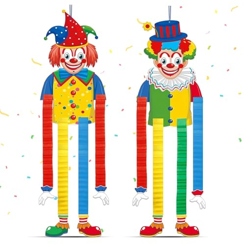 2 Pezzi Decorazioni Carnevale da Clown, Decorazioni Forma Clown Da Appendere Articoli, Addobbi Carnevale da Appendere per Feste, Compleanni, Carnevale, Circo, Halloween, Decorazione da Parete