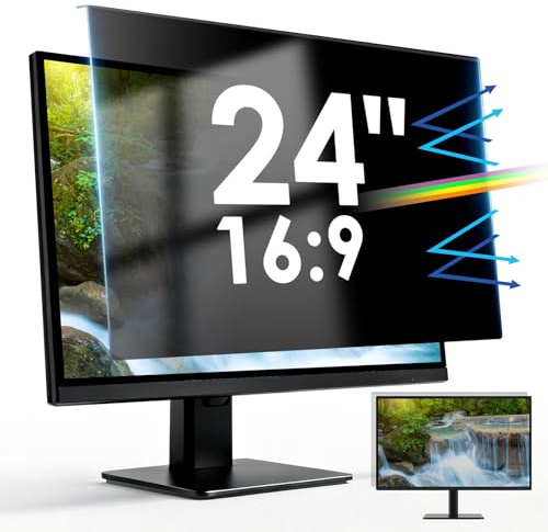 LAMA Removable 24 Inch Privacy Screen Filter, Hanging Type Computer Monitor Privacy 24 Screen Protector (WxH: 21.25x 13.38), Anti-Spy/Anti-Scratch/Anti-Glare Protector for Widescreen Monitor(16:9)