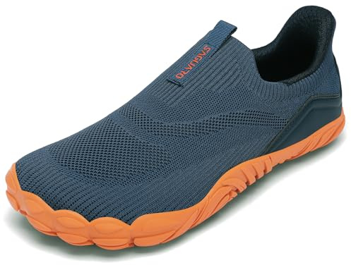SAGUARO Knit Barfußschuhe Herren Barfussschuhe Damen Barfuß Schuhe Slip-On Barefoot Shoes Outdoor Zehenschuhe Fitnessschuhe rutschfest mit Zero Drop Sohle für Alltag,Pendeln,Walking Blau,Gr.45
