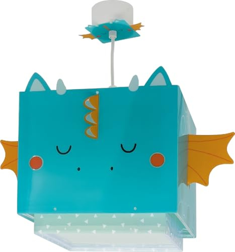 Dalber Kinder Pendelleuchte Little Dragon Drachen Tiere 64382M | Hängelampe; Deckenleuchte; Kinderzimmer; E27 - 1 x 15W