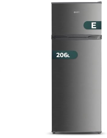 SVAN Frigorífico Inox 2 Puertas, OF1455EI00, Capacidad 206 Litros, Tecnología Cíclica, Bajo Nivel Sonoro, Puerta Reversibles, Apertura Tipo Uñero, Clasificación Energética E