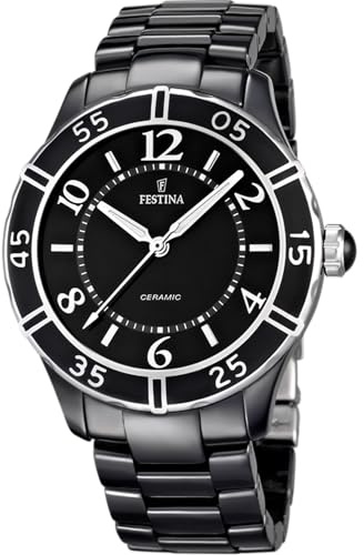 Festina Damen Uhr Analog Edelstahl Keramik - Quarzwerk - Mineralglas hochresistent - 5 ATM wasserdicht - Special Prices F16621