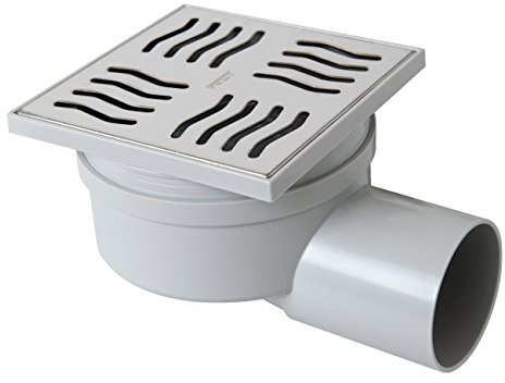 First Plast CHABS1050IN Chiusino Sifonato per doccia in ABS con Griglia Inox, Acciaio, 100 x 100 mm