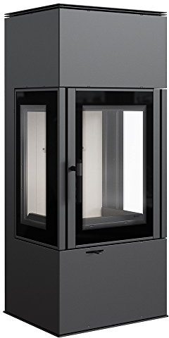 KRATKI Stahlofen THOR VIEW | 8 kW | RRØ 150 mm | Holzofen 122,4 x 52,1 x 43,8 cm | mit Verglasung | BImSchV Stufe 2, 15a B-VG | 140 kg | Kaminofen ideal für normales Zuhause & mit Rekuperation-System