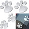 MINGZE 4 Piezas 3D Cromo Perro Pata Huella Etiqueta Engomada del Coche, Calcomanías de Coches, Decoración Auto de la Etiqueta del Emblem para Coches Parabrisas Etiqueta La Pared (Plata)