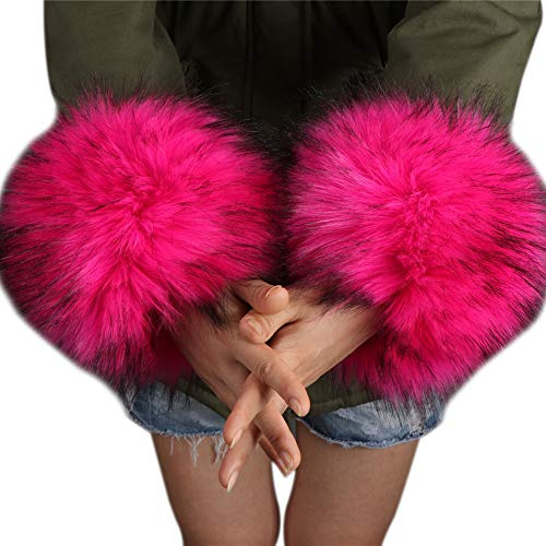 Asudaro Damen Manschetten Imitation Kaninchenfell Armband Fell Stulpen Pulswärmer Handgelenkabdeckung Kunstpelz Armband Armschienen Herbst Winter Cuffs Wärmer