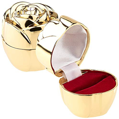 St. Leonhard Ringe-Schmuckkästchen: 2er-Set Ringschatullen Vergoldete Rose, mit Strass-Steinen (Schmuckschatulle, Schmuckschatullen Ringen, Geschenkverpackung)