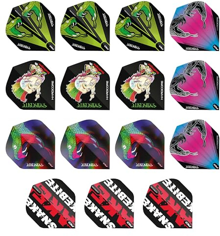 RED DRAGON Peter Wright Snakebite Assorted Hardcore Flight Pack - (5 Sätze pro Packung)