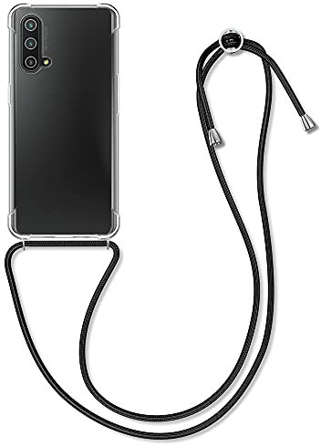 kwmobile Carcasa Compatible con OnePlus Nord CE 5G Funda con Cuerda - Funda con Correa Colgante - Cordón Ajustable - Bordes elevados