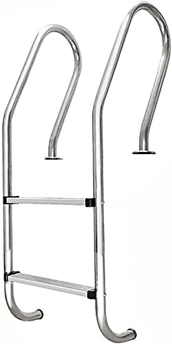 CGF- Poolleiter-Armlehne Edelstahl 304 Pool-Sicherheitsleiter gebogen mit Bodenplatte Einfache Montage für In-Boden-Swimmingpools