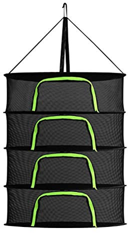 SUPYINI Trockennetz Kräuter, 2/4/6/8 Lagen Hängekorb mit Reißverschluss Faltbarer Trockenständer Kräutertrocknungsnetz mit Haken,Hängender Trockenständer Pflanzen und