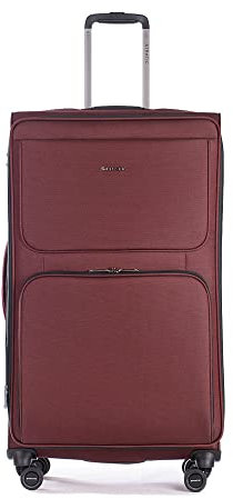 Stratic Bendigo Light + Koffer Weichschale Reisekoffer Trolley Rollkoffer groß, TSA Kofferschloss, 4 Rollen, Erweiterbar, Größe L, Redwine