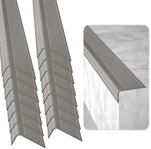 Rubber Bond Stair Edge Protector (Pack of 15) 36x2x1 inch Anti-Slip Stair Corner Trim Rubber Strips - Waterproof Self-Adhesive Staircases for Outdoor & Indoor Uses | Protect Kids & Pets - Grey