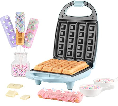 Giles & Posner EK5419NGSBL Stick Waffle Maker – Mini Belgian Waffle Maker with Non-Stick Plates for Easy Cleaning, Non-Slip Feet, 3 Min Preheat Time, Power/Ready Indicator Lights, Pastel Blue, 520W