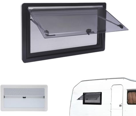 awolsrgiop Finestra per roulotte, 90 x 50 cm, finestra laterale per camper e finestre, con tenda avvolgibile e zanzariera integrata