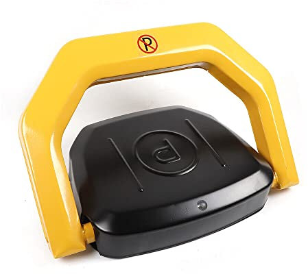 Folding Auto-Parking Barrier，Bollard Barrier Driveway Security Car Post Lock Set， Automatic Parking Barrier，Remote Control Parking Lock with 2 Remote Controller，yello