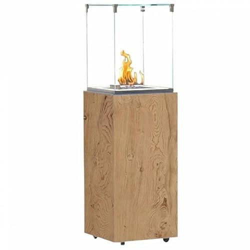 L'Héritier Du Temps Chauffage Extérieur Néocube-O Actuel Patio Acier et Verre Cheminée Gaz Braséro Terrasse 42,8x42,8x143,1cm