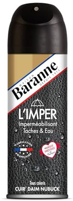 Baranne - Impermeabilisant Taches et Pluie Tout Cuirs Véritables - Imperméabilisant Chaussure - Tissu, Textile, Daim - Préserve la Souplesse des Matières - Spray - 200ml