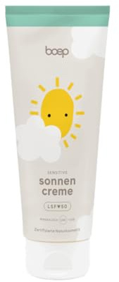 boep Solskyddsmedel känslig LSF50 | För ansikte och kropp | Mineraliskt solskydd för spädbarn, barn och vuxna | Mineral solkräm | För stranden | Vegansk naturkosmetik (100 ml)