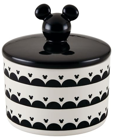 PRESTIGE Disney - Recipientes de cocina monocromáticos de Mickey Mouse medianos, tarros herméticos de cerámica con tapas, color blanco y negro
