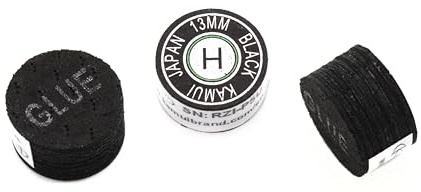 Billard Zubehör Billard Queue Klebeleder Tip Kamui Black, 13mm, 1 STK. (Härtegrad: Hard (H))