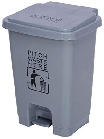 Cubo De Basura con Pedal Y Tapa, Cubo Basura Industrial, Contenedor Residuos, Cubo De Basura De Cocina, Muévete Fácilmente (Gray 15L)