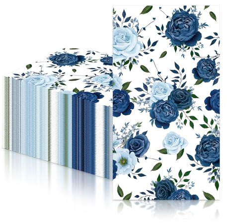Papierservietten, blaue Rosen, Party-Servietten, Cocktail-Servietten, Dinner-Servietten, weiche Rosen-Papierservietten, Geschirr für Valentinstag, Geburtstag, Party, Hochzeit, Dekorationen, 20 Stück