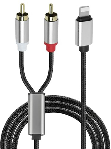 Supecesorio Cinch Kabel Phone, Lightnin auf 2RCA Audio Kabel, Cinch Klinke Aux Adapter für Phone, Pad, Stereo Adapter für TV, Handy, MP3 Player, Lautsprecher, Heimkino, 1M