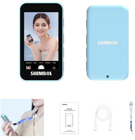 Shimbol Cp5 Mini Phone Selfie Monitor Schermata e telecamera Bluetooth Remoto da 2,2 Visualizzazione HD Remoto di iPhone, accessori magnetici, batteria da 1200 mAh, otturatore wireless da 30 m, blu