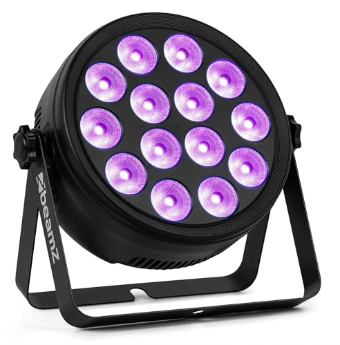 BeamZ BCC165 LED PAR Scheinwerfer – 14x 4W RGBW-UV LEDs, Partylicht mit DMX & Musiksteuerung, Effektstrahler mit Fernbedienung & Vorprogrammierte Shows – Bühnenbeleuchtung, DJ Light, LED Partylicht