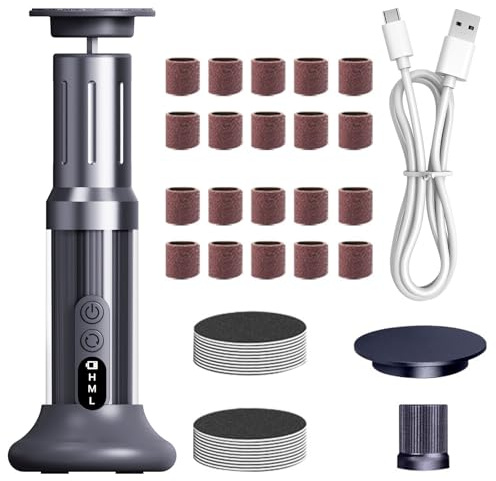 GUOMIS Lima electrica pies,Lima electrica pies durezas,pulidor eléctrico 2 en 1 con 6 velocidades y pantalla LCD, diseñado específicamente para hombres y mujeres (Gris plateado)