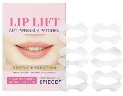 Patchs anti-rides pour les lèvres – Ruban adhésif réutilisable pour lisser les rides du sourire et du contour des lèvres, compresses respirantes de nuit (1 Box/ 6 Pairs)