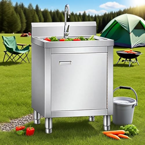 Kindevieft Fregadero de Cocina con Mueble bajo, Fregadero de pie con Mueble para lavadero, Cuarto de Servicio, baño y bañera 50 * 50 * 80cm