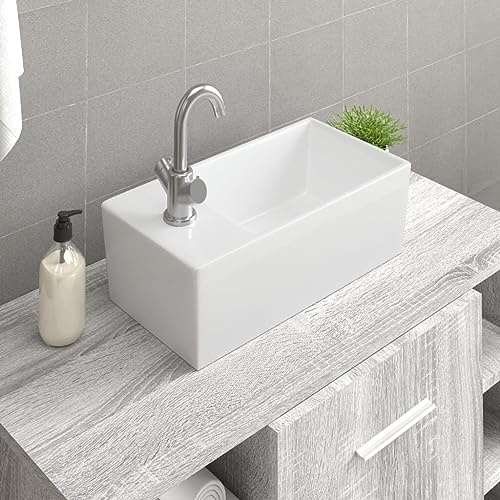Générique Lavabo Blanc 48x25x15 cm céramique,Quincaillerie,Plomberie,Équipements sanitaires,Éviers & lavabos,Lavabos,Blanc,10.75 KG,242570