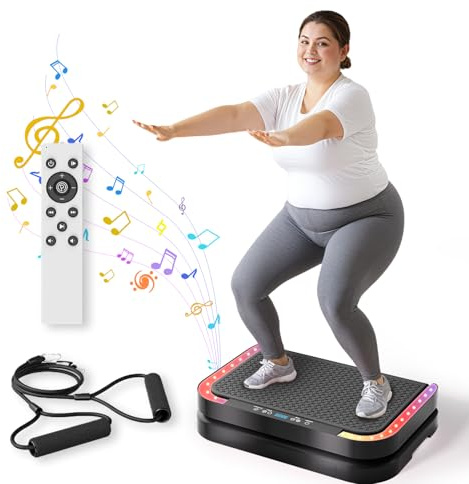 Máquina de placa de vibración para flujo linfático y recuperación muscular, plataforma de fitness con modos Bluetooth y LED, capacidad de 440 libras y 200 niveles para uso doméstico