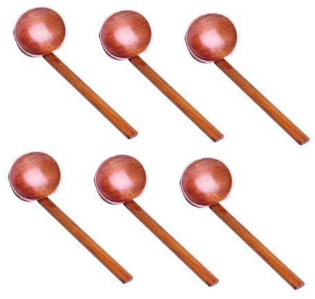 TOBBOMEY Cucchiai di Legno per Zuppa a Manico lungo Antiscivolo, Mestoli Giapponesi per Cucina e Ristorante, Set da 6 Pezzi per Mescolare e Servire Ramen e Porridge